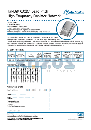 GUS-QS001-02-56R0-J datasheet - TaNSil0 0.025 Lead Pitch High Frequency Resistor Network
