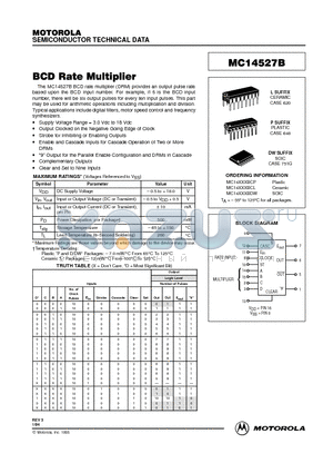 MC14527B datasheet - BCD Rate Multiplier