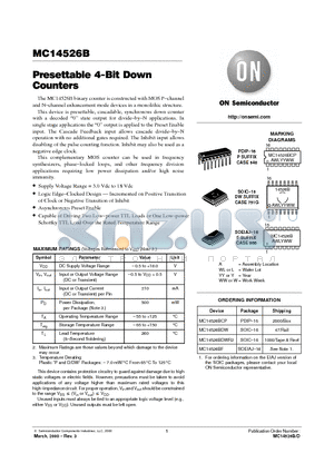 MC14526BDW datasheet - Presettable 4-Bit Down Counters