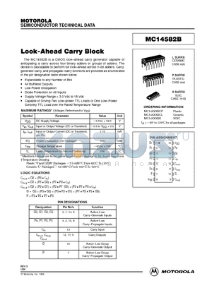 MC14582BCP datasheet - LOOK-AHEAD CARRY BLOCK