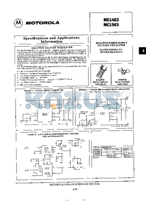 MC1563 datasheet - NEFATIVE-POWER-SUPPLY VOLTAGE REGULATOR