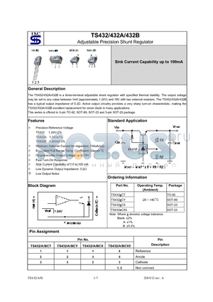 TS432A datasheet - Adjustable Precision Shunt Regulator