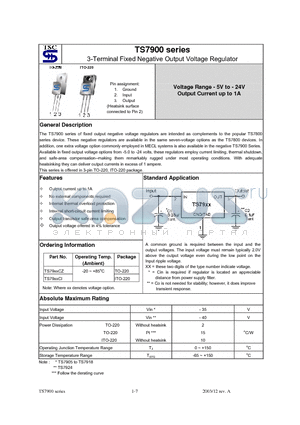 TS7909CZ datasheet - 3-Terminal Fixed Negative Output Voltage Regulator