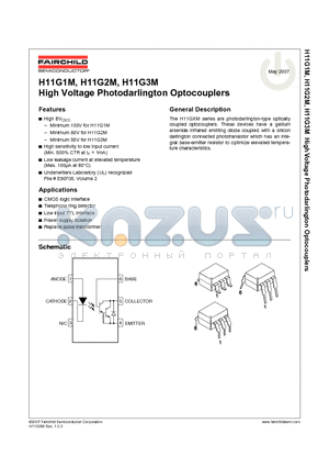 H11G1TVM datasheet - High Voltage Photodarlington Optocouplers