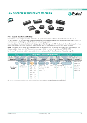 H1270 datasheet - LAN DISCRETE TRANSFORMER MODULES