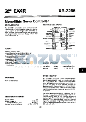 XR-1488 datasheet - MONOLITHIC SERVO CONTROLLER // QUAD LINE DRIVER/RECEIVER