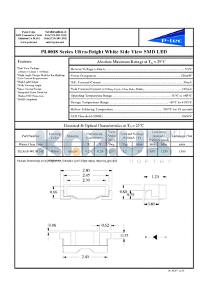 PL0018-WCW24Z datasheet - Ultra-Bright White Side View SMD LED
