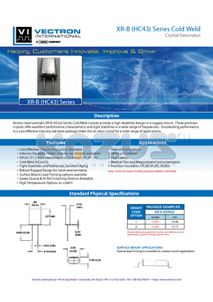 XR-B datasheet - XR-B (HC43) Series Cold Weld