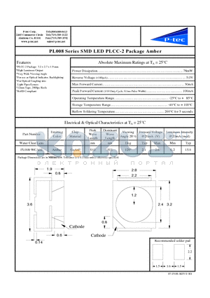 PL008-WCA02 datasheet - SMD LED PLCC-2 Package Amber