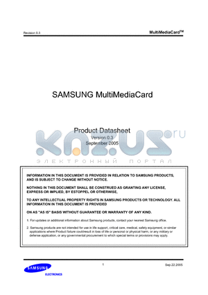 MC2GH512NMCA-2SA00 datasheet - SAMSUNG MultiMediaCard