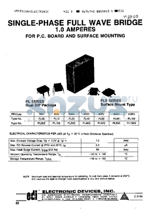 PL10 datasheet - SINGLE-PHASE FULL WAVE BRIDGE 1.0 AMPERES