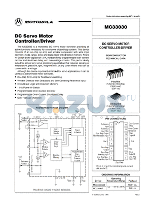 MC33030DW datasheet - DC SERVO MOTOR CONTROLLER/DRIVER