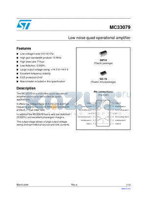 MC33079_08 datasheet - Low noise quad operational amplifier