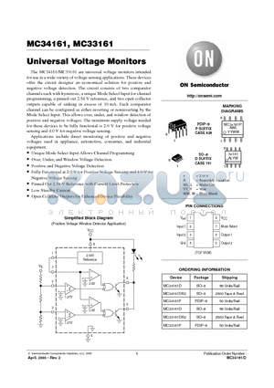 MC33161P datasheet - Universal Voltage Monitors