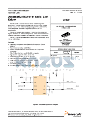 MC33199 datasheet - Automotive ISO 9141 Serial Link Driver