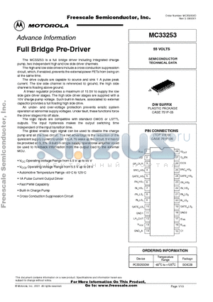 MC33253 datasheet - Full Bridge Pre-Driver