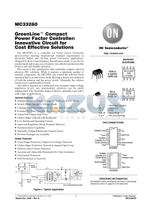 MC33260DR2G datasheet - GreenLine TM Compact Power Factor Controller: Innovative Circuit for Cost Effective Solutions