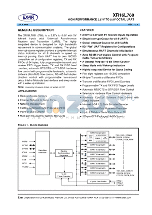 XR16L788_08 datasheet - HIGH PERFORMANCE 2.97V TO 5.5V OCTAL UART