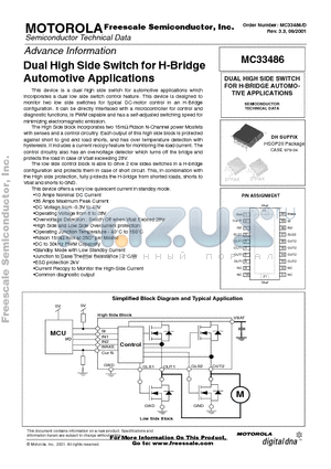 MC33486 datasheet - Dual High Side Switch for H-Bridge Automotive Applications
