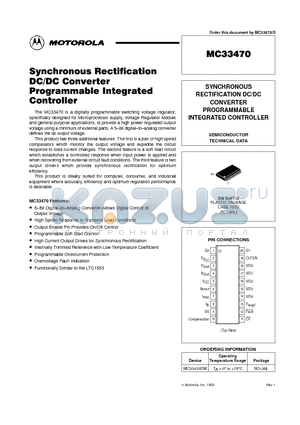 MC33470DW datasheet - SYNCHRONOUS RECTIFICATION DC/DC CONVERTER PROGRAMMABLE INTEGRATED CONTROLLER