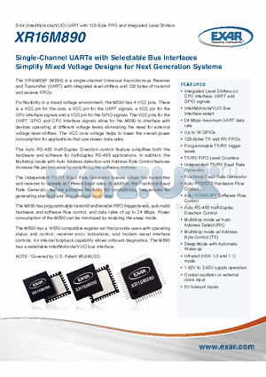 XR16M890IM48-F datasheet - Single-Channel UARTs with Selectable Bus Interfaces