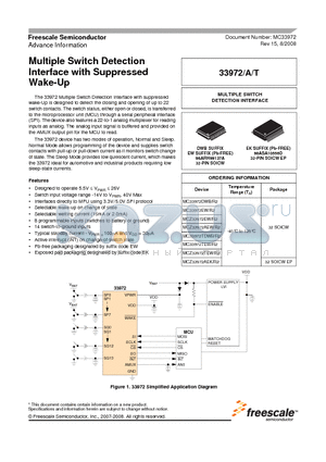 MC33972 datasheet - Multiple Switch Detection Interface with Suppressed Wake-Up