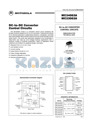 MC34063A datasheet - DC-to-DC CONVERTER CONTROL CIRCUITS