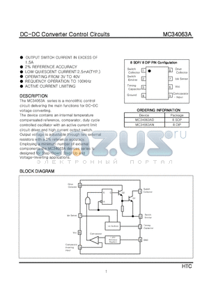 MC34063A datasheet - DC-DC Converter Control Circuits