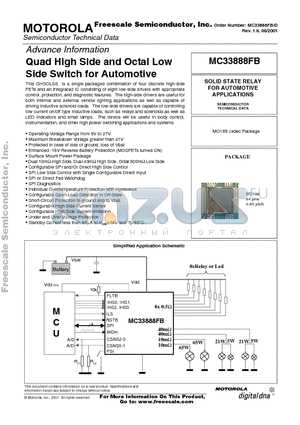 MC33888FB datasheet - Quad High Side and Octal Low Side Switch for Automotive