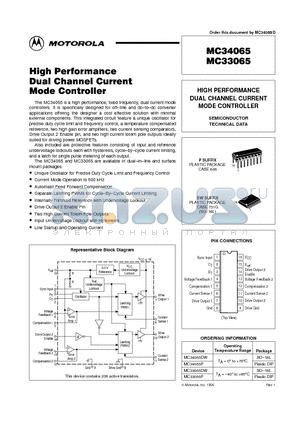 MC34065 datasheet - HIGH PERFORMANCE DUAL CHANNEL CURRENT MODE CONTROLLER