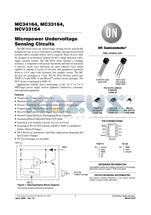 MC34164P-3G datasheet - Micropower Undervoltage Sensing Circuits