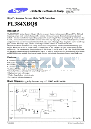 PL3843B datasheet - High Performance Current Mode PWM Controllers