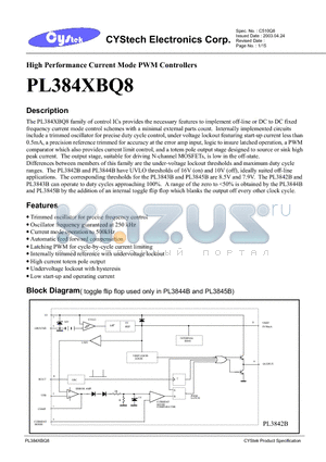 PL3844B datasheet - High Performance Current Mode PWM Controllers
