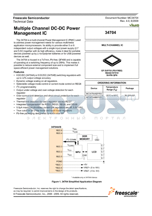 MC34704BEP/R2 datasheet - Multiple Channel DC-DC Power Management IC