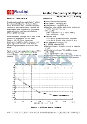 PL560-47QILR datasheet - Analog Frequency Multiplier