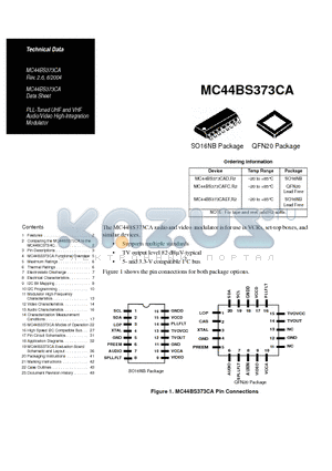 MC44BS373CA datasheet - PLL-Tuned UHF and VHF Audio/Video High-Integration Modulator