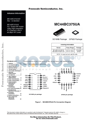 MC44BC375UAD datasheet - PLL Tuned VHF Audio/Video High Integration IC
