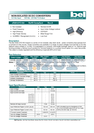 XRAH-07C1A0_07 datasheet - NON-ISOLATED DC/DC CONVERTERS