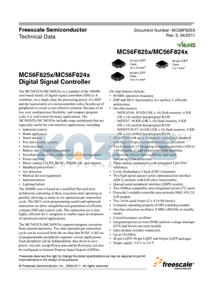 MC56F8257MLH datasheet - Digital Signal Controller Battery chargers and management