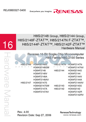 H8S/2148F-ZTAT datasheet - Renesas 16-Bit Single-Chip Microcomputer H8S Family/H8S/2100 Series