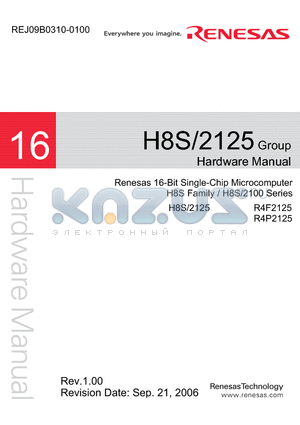 H8S2125 datasheet - 16-Bit Single-Chip Microcomputer H8S Family / H8S/2100 Series
