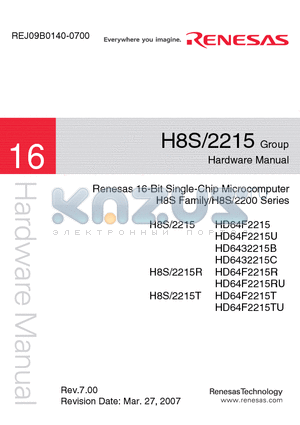 H8S2215 datasheet - Renesas 16-Bit Single-Chip Microcomputer H8S Family/H8S/2200 Series