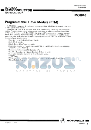 MC68A40 datasheet - Programmable Timer Module(PTM)