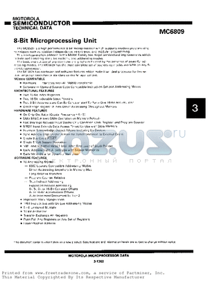 MC68B09 datasheet - 8-Bit Microprocessing Unit