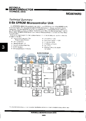 MC68705R3 datasheet - 8-Bit EPROM Microcontroller Unit
