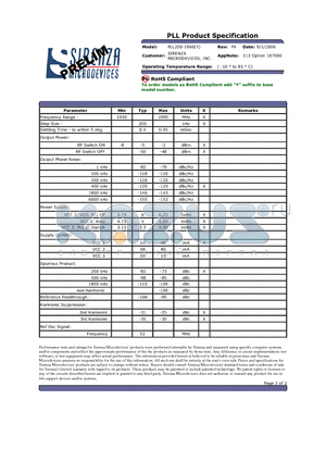 PLL250-1960Y datasheet - PLL Product Specification