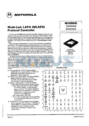 MC68606 datasheet - Multi-Link LAPD(MLAPD) Protocol Controller