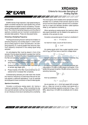 XRDAN29 datasheet - Criteria for Accurate Sampling of Analog Signals
