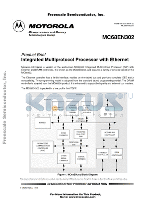 MC68EN302PV20 datasheet - Integrated Multiprotocol Processor with Ethernet