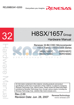 H8SX1657 datasheet - Renesas 32-Bit CISC Microcomputer H8SX Family / H8SX/1600 Series